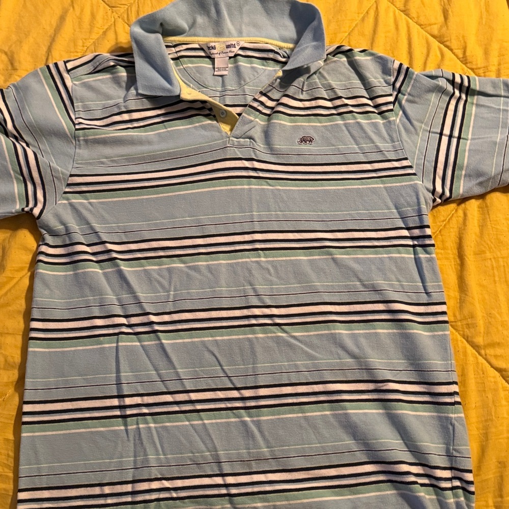Ecko Unlimited Striped Shirt in Blue, White, and Yellow